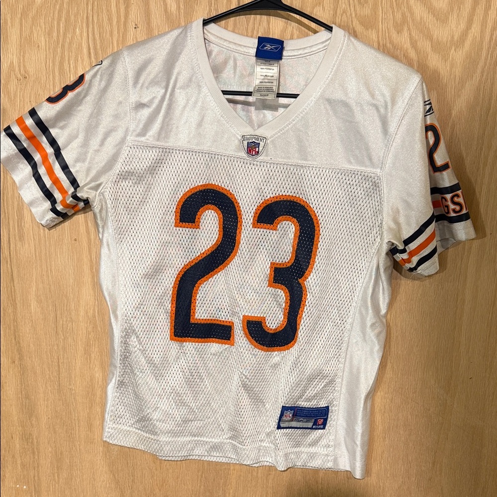 Hester NFL Reebok White Jersey with Orange and Blue Details
